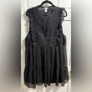 Black Sleeveless Ruffled Dress